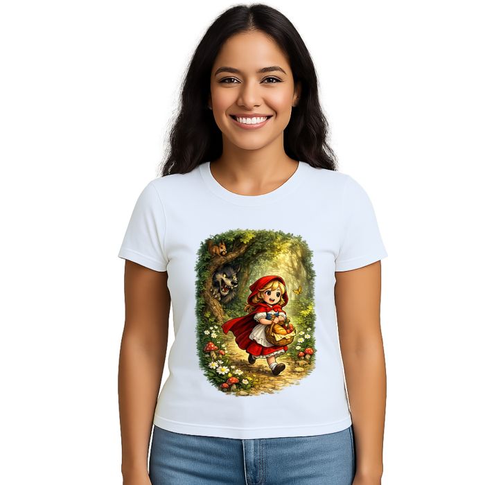 Camiseta Chapeuzinho Vermelho Lobo Mau Estampa Personalizada