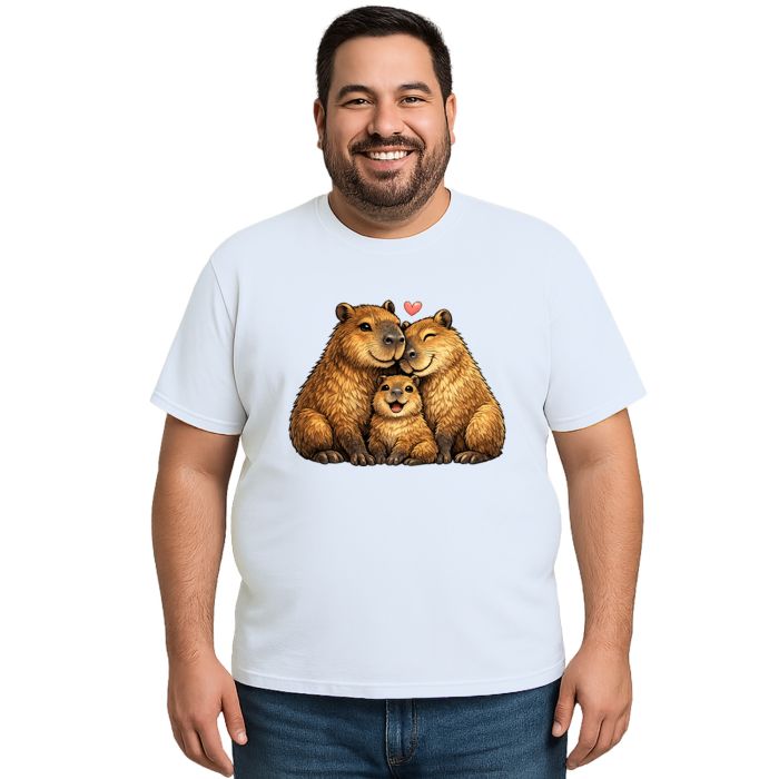 Camiseta Capivara Amor em Família Estampa Personalizada