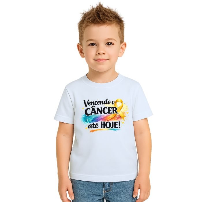 Camiseta Vencendo o Câncer Até Hoje Estampa Personalizada