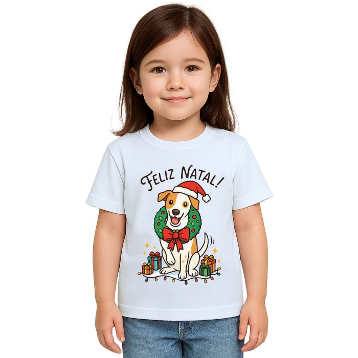 Camiseta Feliz Natal Cachorro Natalino Estampa Personalizada