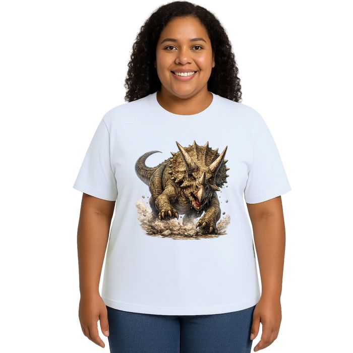 Camiseta Dinossauro Tricerátops Estampa Personalizada
