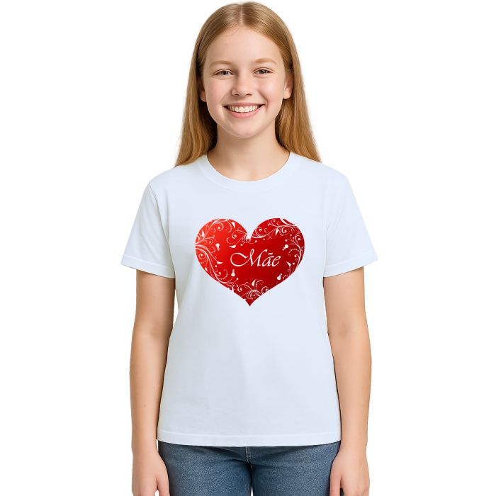 Camiseta Mãe no Coração Dia das Mães Estampa Personalizada