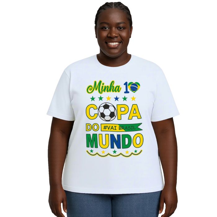 Camiseta Minha Primeira Copa do Mundo Brasil Personalizada