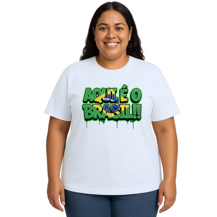 Camiseta Aqui é o Brasil Bandeira Estampa Personalizada