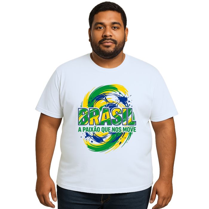 Camiseta Brasil Paixão Que Nos Move Estampa Personalizada