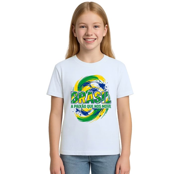Camiseta Brasil Paixão Que Nos Move Estampa Personalizada