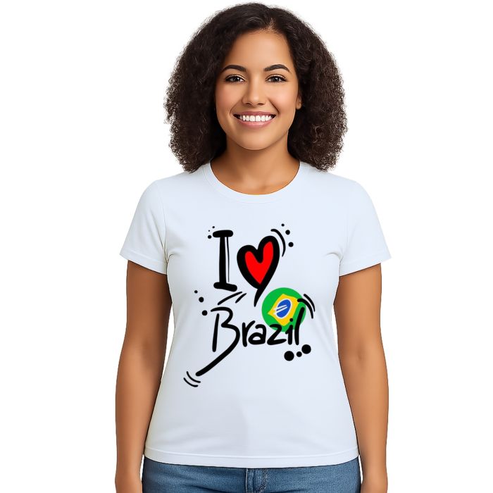 Camiseta I Love Brasil Eu Amo BR Estampa Personalizada