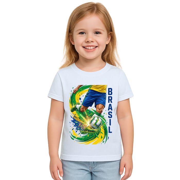 Camiseta Brasil Jogador de Futebol Estampa Personalizada