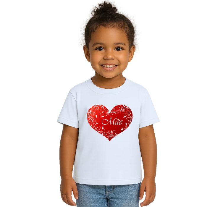 Camiseta Mãe no Coração Dia das Mães Estampa Personalizada