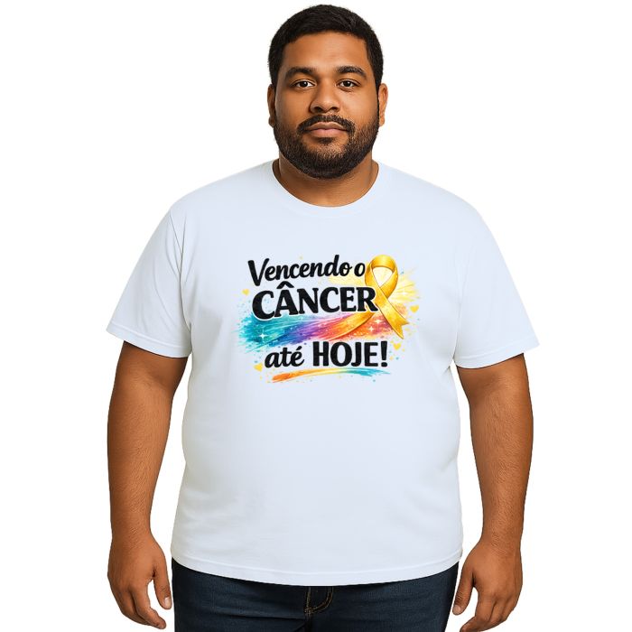 Camiseta Vencendo o Câncer Até Hoje Estampa Personalizada