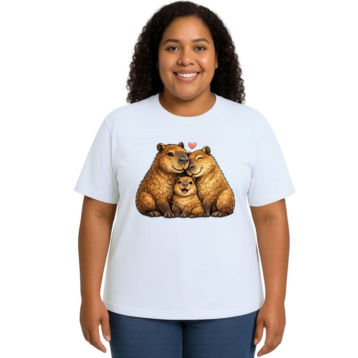 Camiseta Capivara Amor em Família Estampa Personalizada