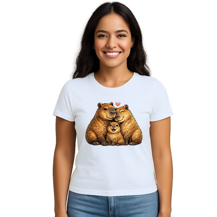 Camiseta Capivara Amor em Família Estampa Personalizada