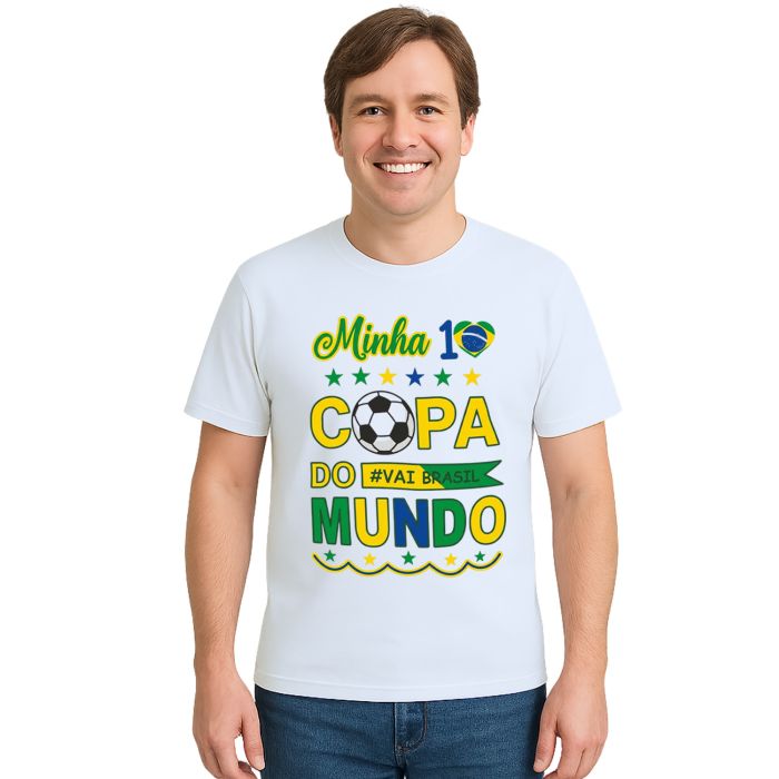 Camiseta Minha Primeira Copa do Mundo Brasil Personalizada