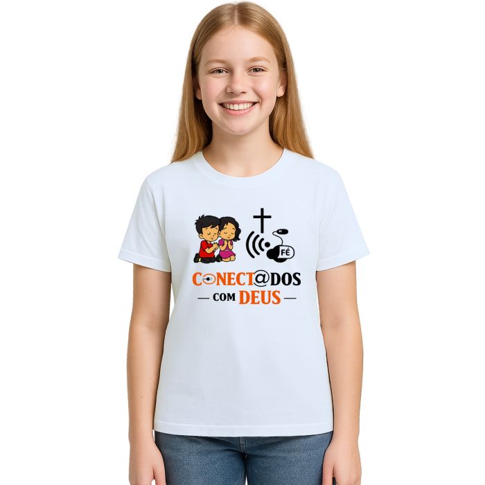 Camiseta Conectados Com Deus Estampa Personalizada