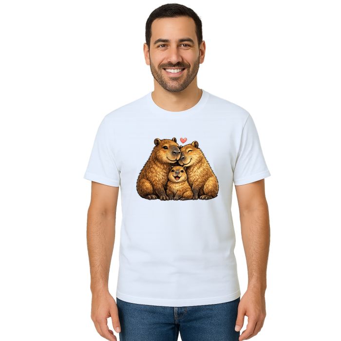 Camiseta Capivara Amor em Família Estampa Personalizada