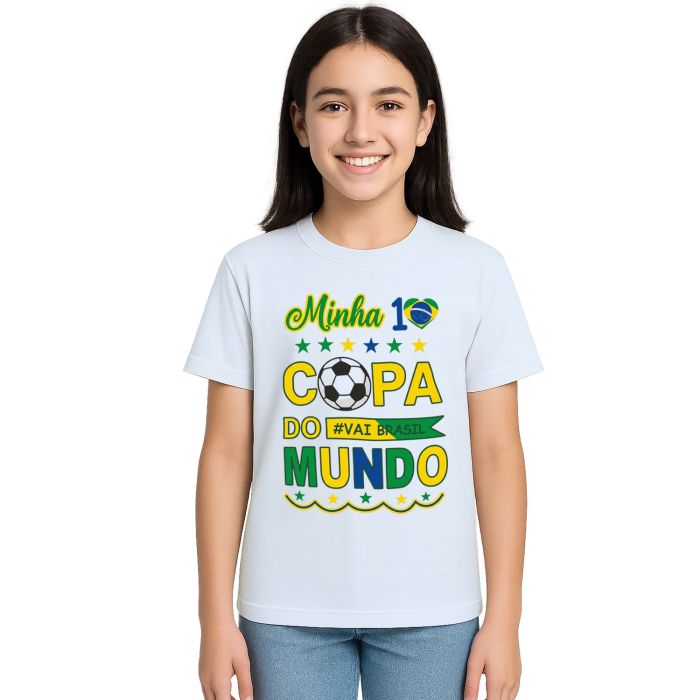 Camiseta Minha Primeira Copa do Mundo Brasil Personalizada
