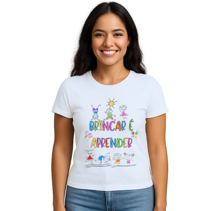 Camiseta Brincar é Aprender Crianças Estampa Personalizada