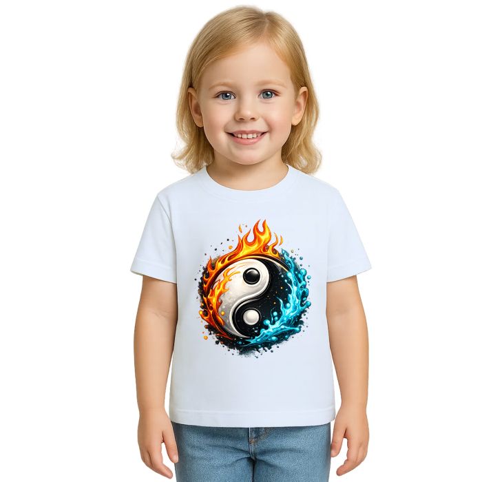Camiseta Yin Yang Taijitu Agua e Fogo Estampa Personalizada