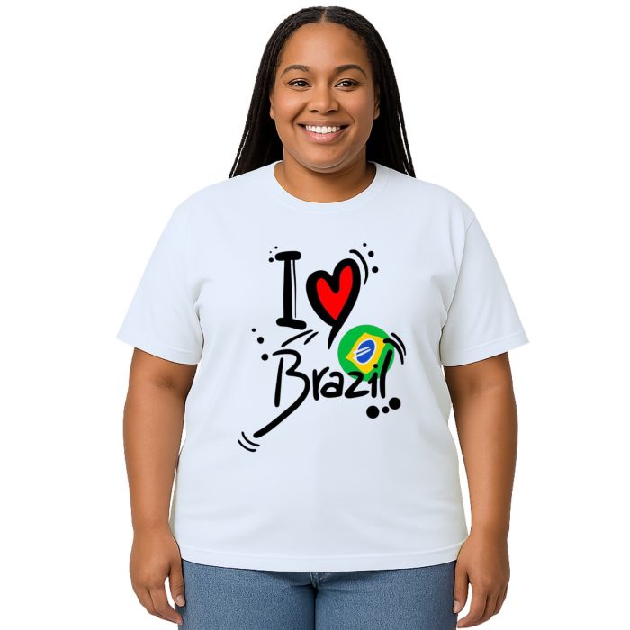 Camiseta I Love Brasil Eu Amo BR Estampa Personalizada