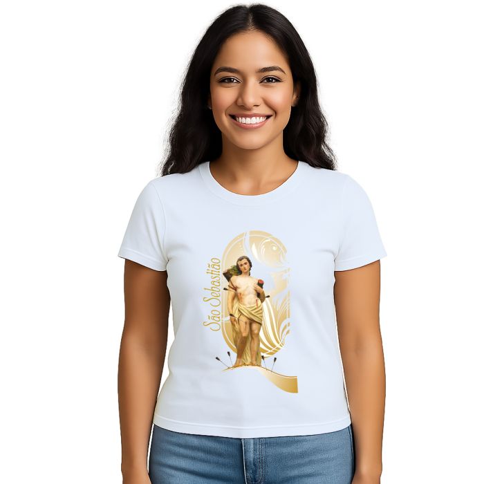 Camiseta São Sebastião Religiosa Estampa Personalizada