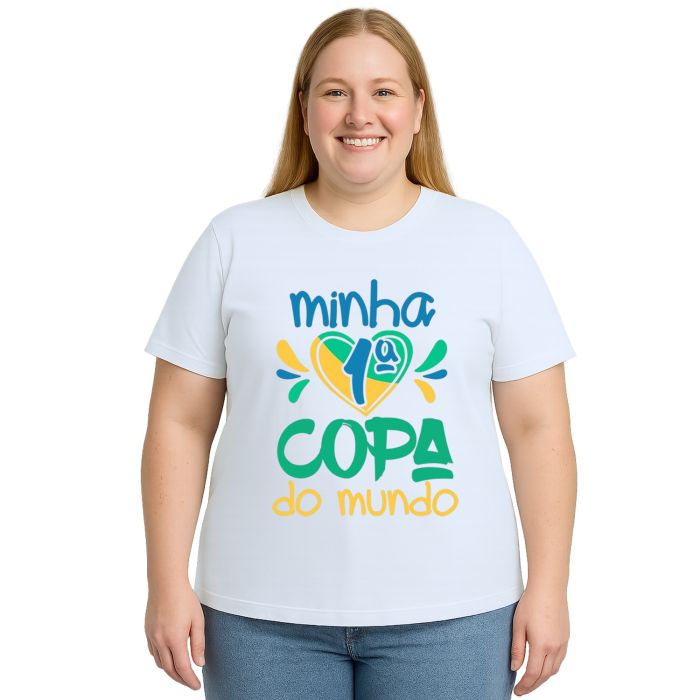 Camiseta Minha Primeira Copa do Mundo Coração Personalizada