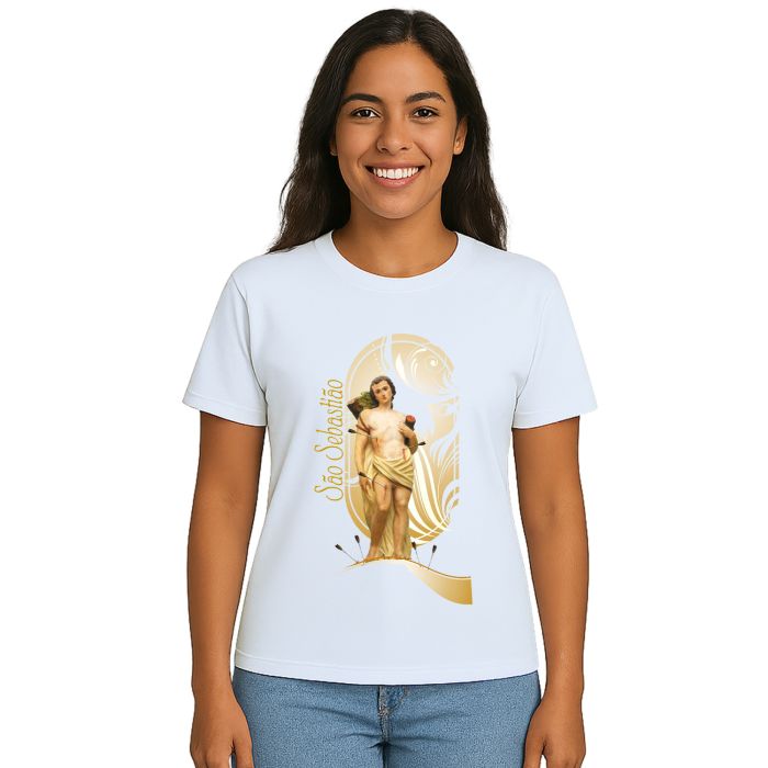 Camiseta São Sebastião Religiosa Estampa Personalizada