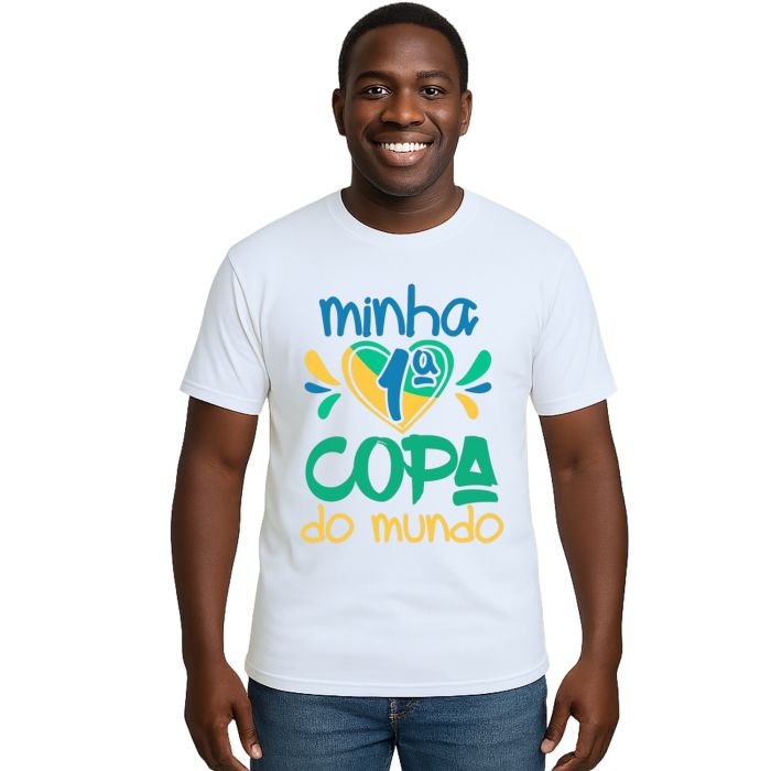 Camiseta Minha Primeira Copa do Mundo Coração Personalizada