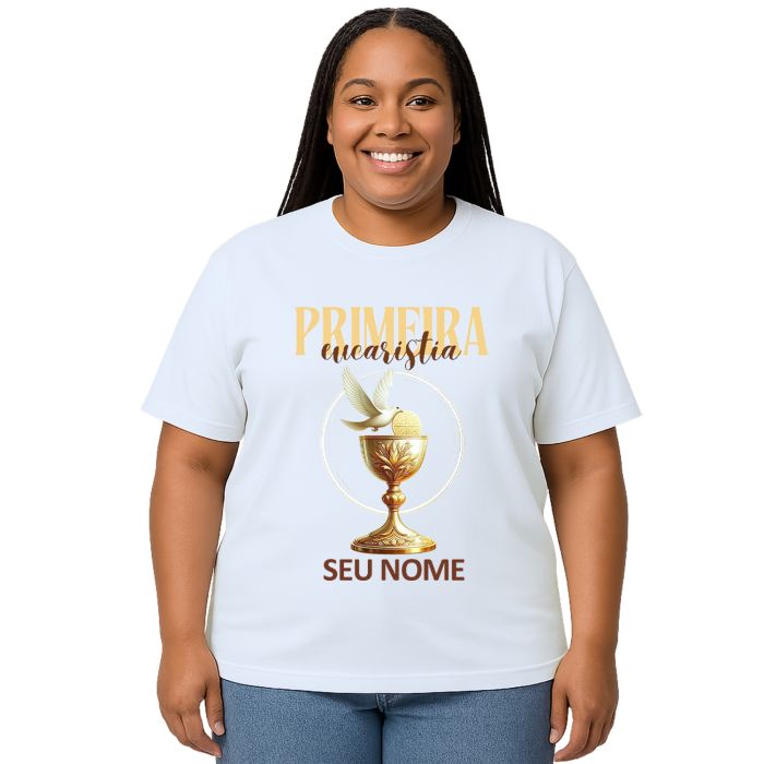 Camiseta Primeira Eucaristia Taça Estampa Personalizada