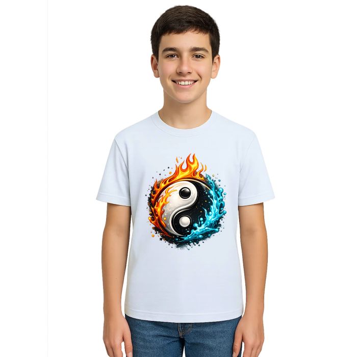 Camiseta Yin Yang Taijitu Agua e Fogo Estampa Personalizada