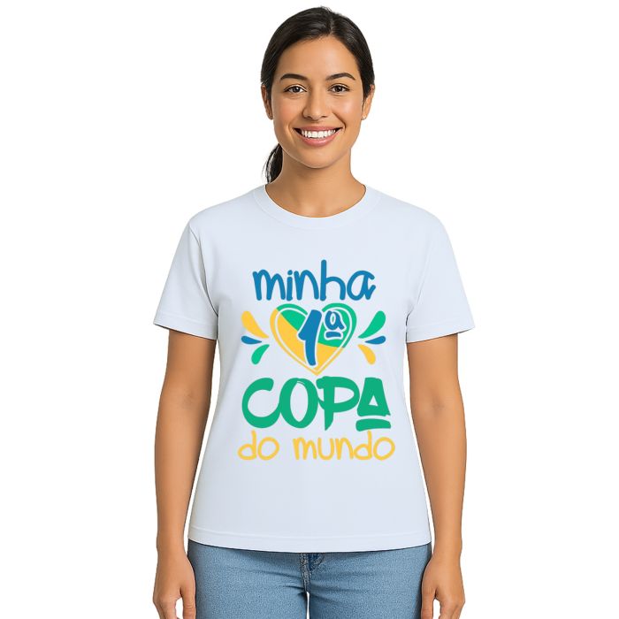 Camiseta Minha Primeira Copa do Mundo Coração Personalizada
