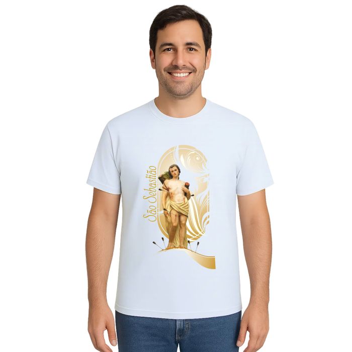 Camiseta São Sebastião Religiosa Estampa Personalizada