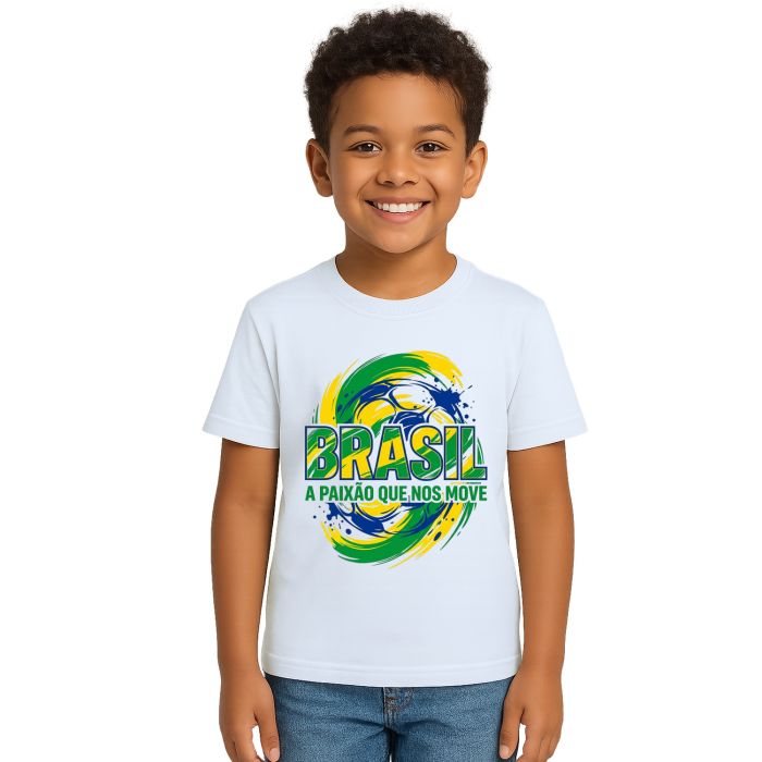 Camiseta Brasil Paixão Que Nos Move Estampa Personalizada