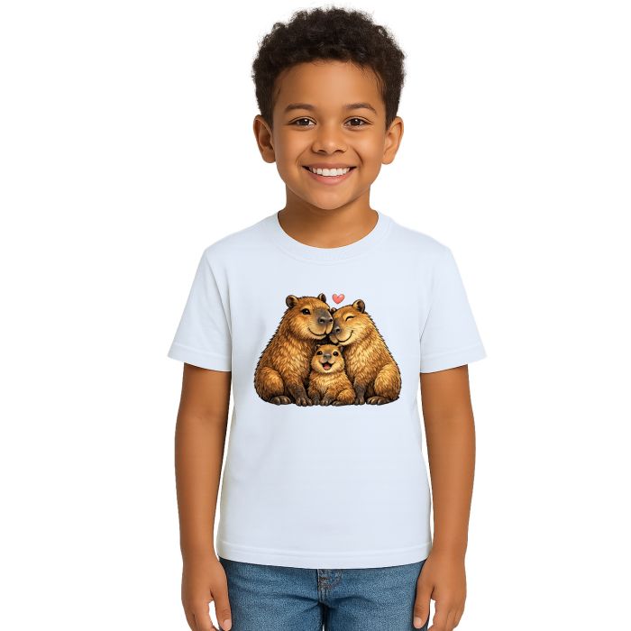 Camiseta Capivara Amor em Família Estampa Personalizada