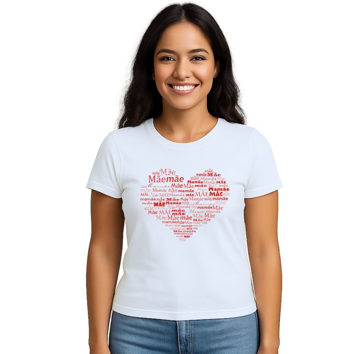 Camiseta Coração de Mãe Dia Das Mães Estampa Personalizada