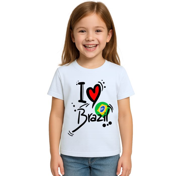 Camiseta I Love Brasil Eu Amo BR Estampa Personalizada