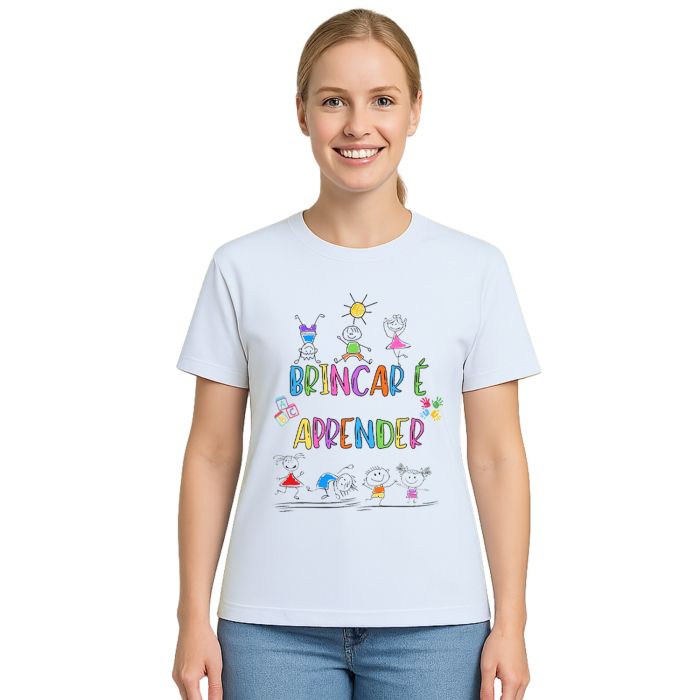 Camiseta Brincar é Aprender Crianças Estampa Personalizada
