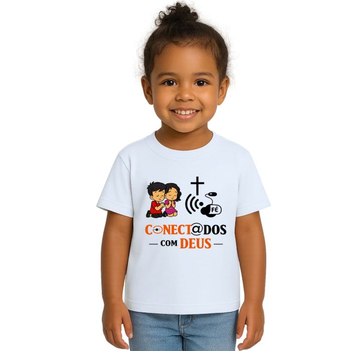 Camiseta Conectados Com Deus Estampa Personalizada