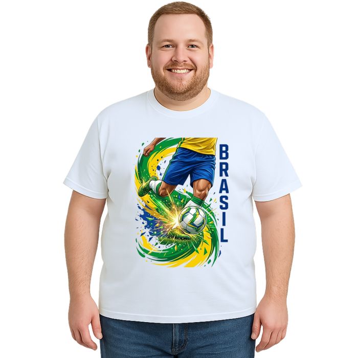 Camiseta Brasil Jogador de Futebol Estampa Personalizada