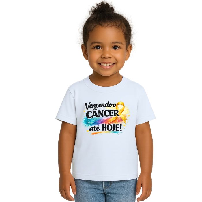 Camiseta Vencendo o Câncer Até Hoje Estampa Personalizada