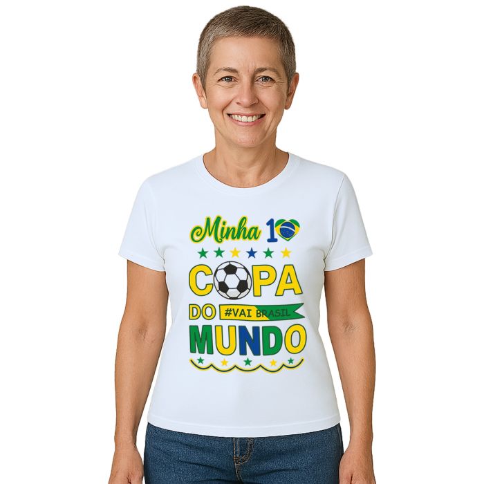 Camiseta Minha Primeira Copa do Mundo Brasil Personalizada