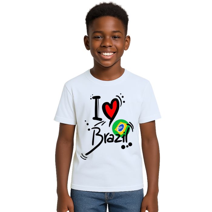 Camiseta I Love Brasil Eu Amo BR Estampa Personalizada