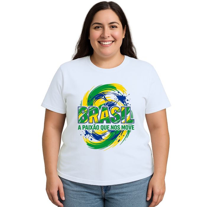 Camiseta Brasil Paixão Que Nos Move Estampa Personalizada