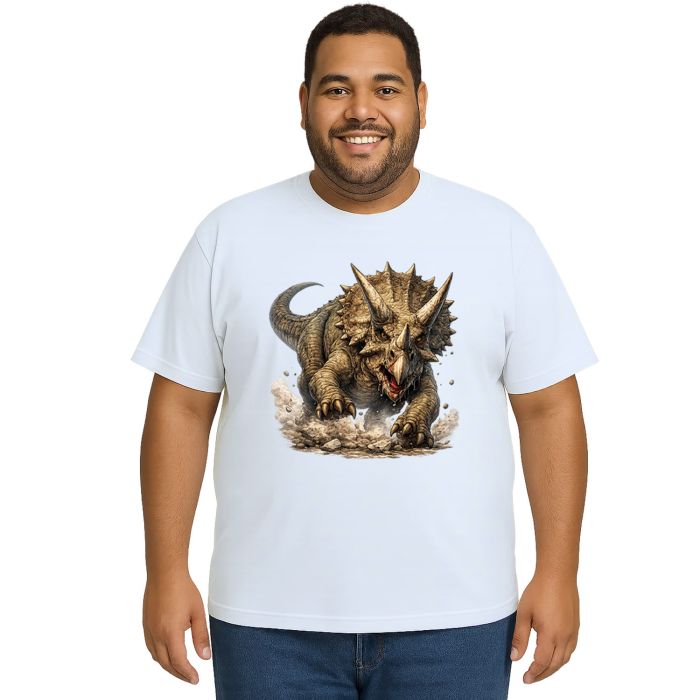 Camiseta Dinossauro Tricerátops Estampa Personalizada