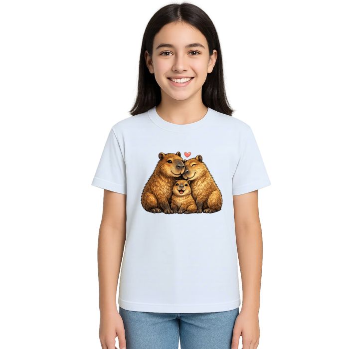 Camiseta Capivara Amor em Família Estampa Personalizada