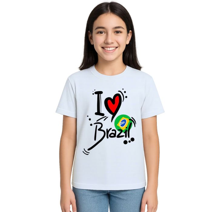 Camiseta I Love Brasil Eu Amo BR Estampa Personalizada