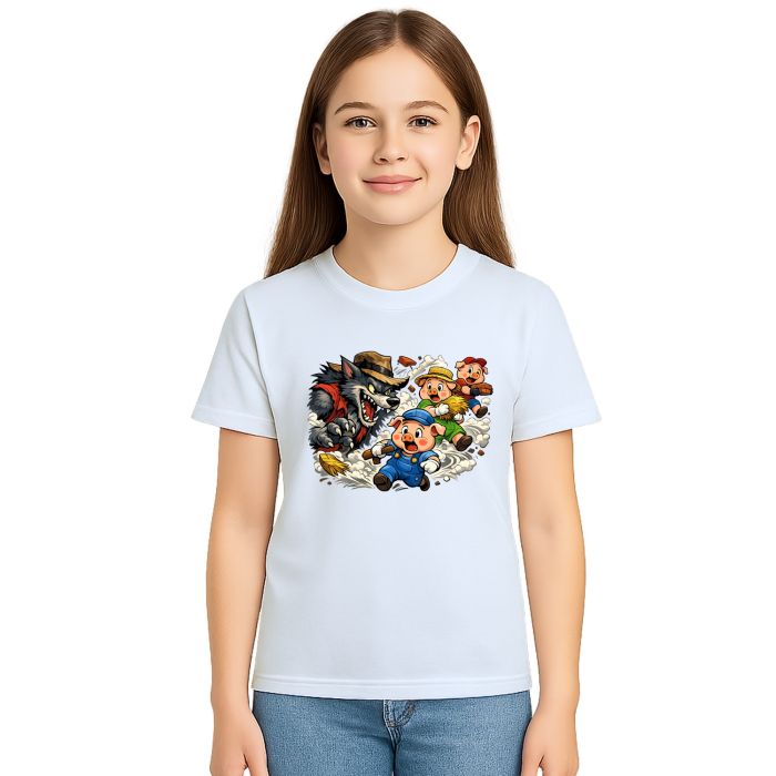 Camiseta Lobo Mau e os Três Porquinhos Estampa Personalizada