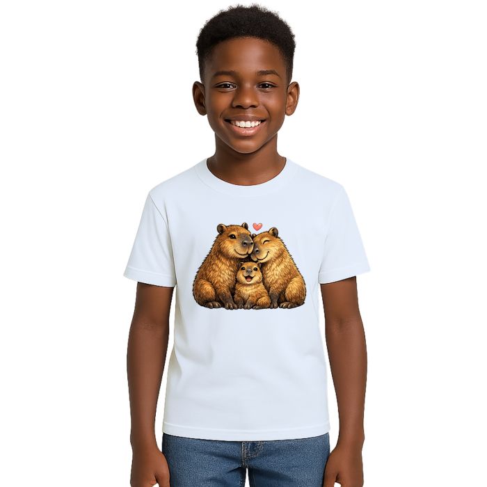 Camiseta Capivara Amor em Família Estampa Personalizada