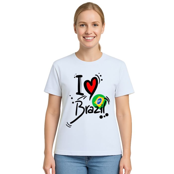 Camiseta I Love Brasil Eu Amo BR Estampa Personalizada