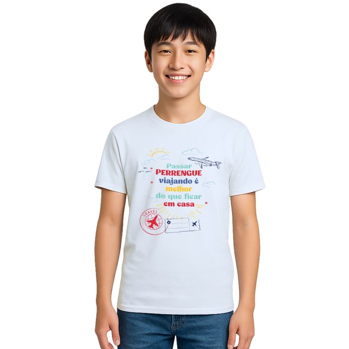 Camiseta Passar Perrengue Viajando Estampa Personalizada