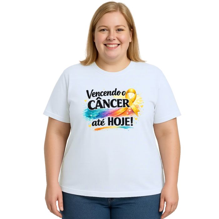 Camiseta Vencendo o Câncer Até Hoje Estampa Personalizada